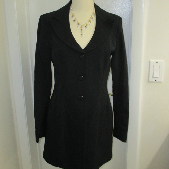 Dana Buchman Black Lined Coat - Size 4 - Picture 9 of 13